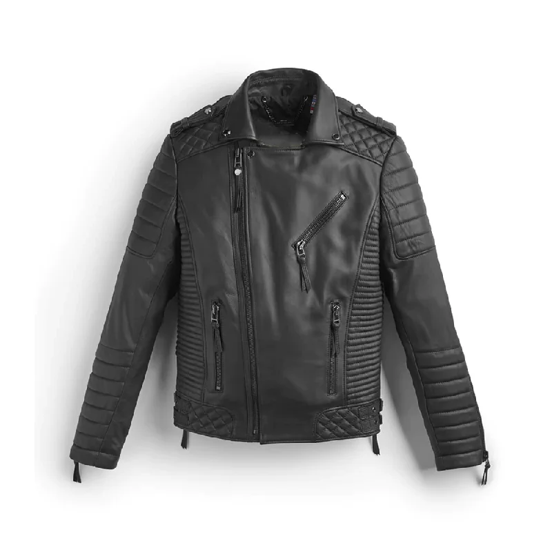 Men Black Motorcycle Riding Jacket