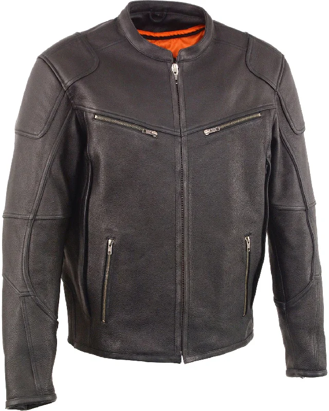 Men's Black Cool Tec Leather Biker Jacket