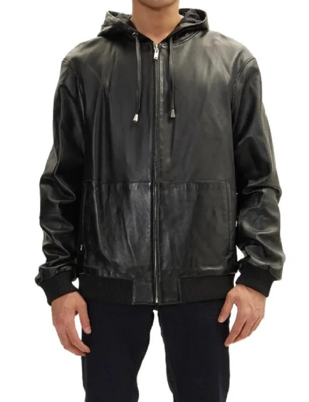 Mens Black Leather Shirt Jacket