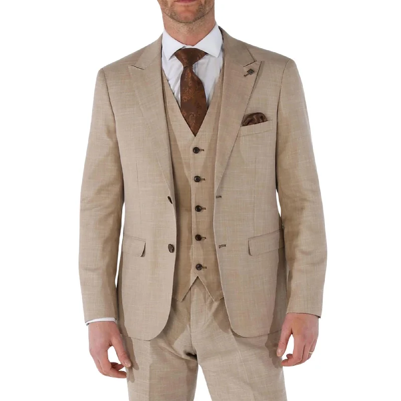 Men's Blazer Beige Sport Coat Tailored Fit Summer Suit Jacket