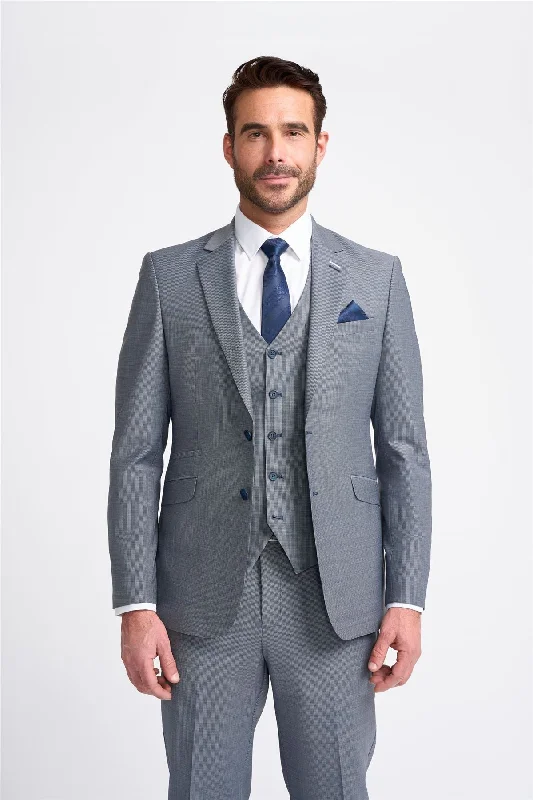 Men’s winter blazers with lining-Men's Blazer Grey Tailored Fit Formal Suit Jacket