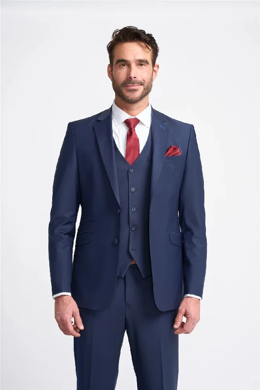 Men’s blazer jackets for spring and fall-Men's Blazer Navy Blue Tailored Fit Formal Suit Jacket