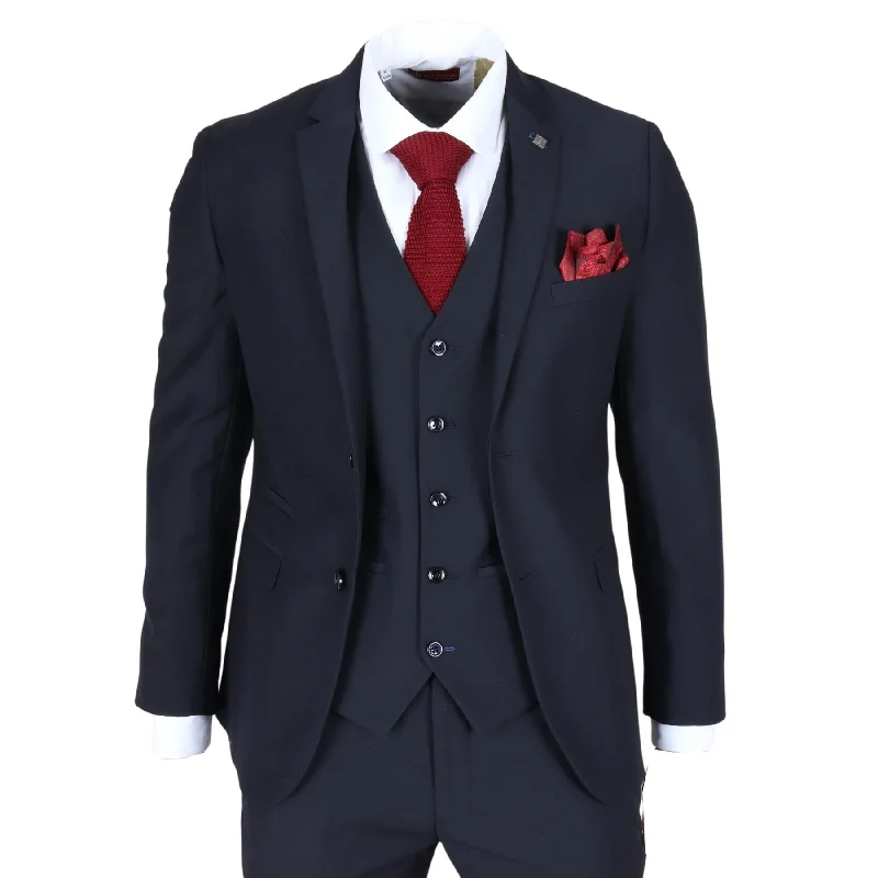 Men’s modern-fit blazers-Men's Blazer Navy Blue Tailored Fit Formal Suit Jackets