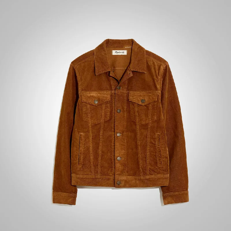 Mens Brown Corduroy Trucker Jacket