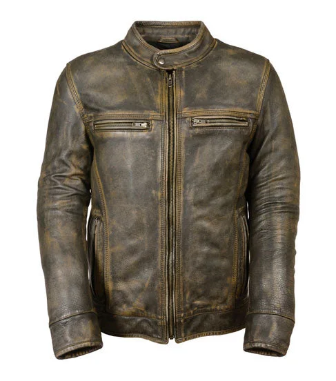 Men's Brown Distressed Motorbike Riding Biker Jacket