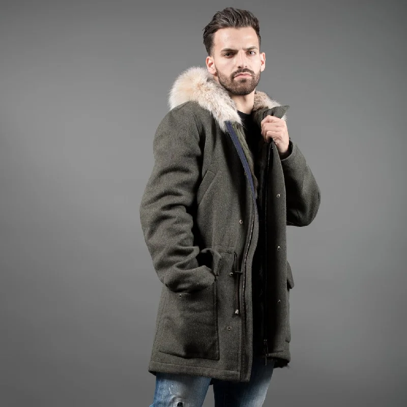 Men's Cashmere Parka with Lynx fur