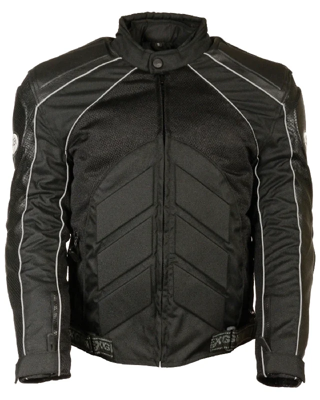 Men's Combo Leather Textile Mesh Racer Jacket