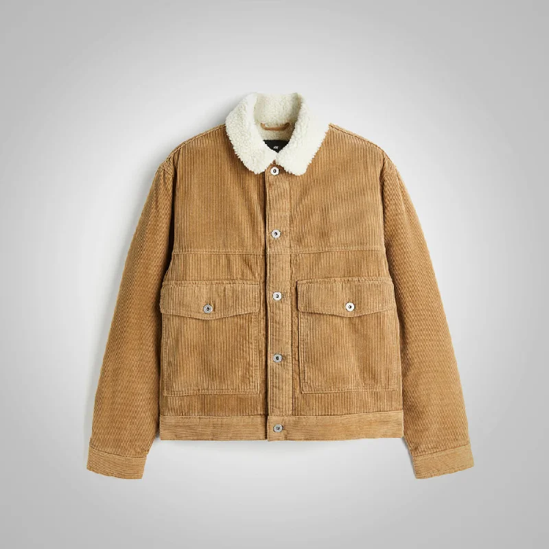 Men's Khaki Corduroy Shearling Jacket