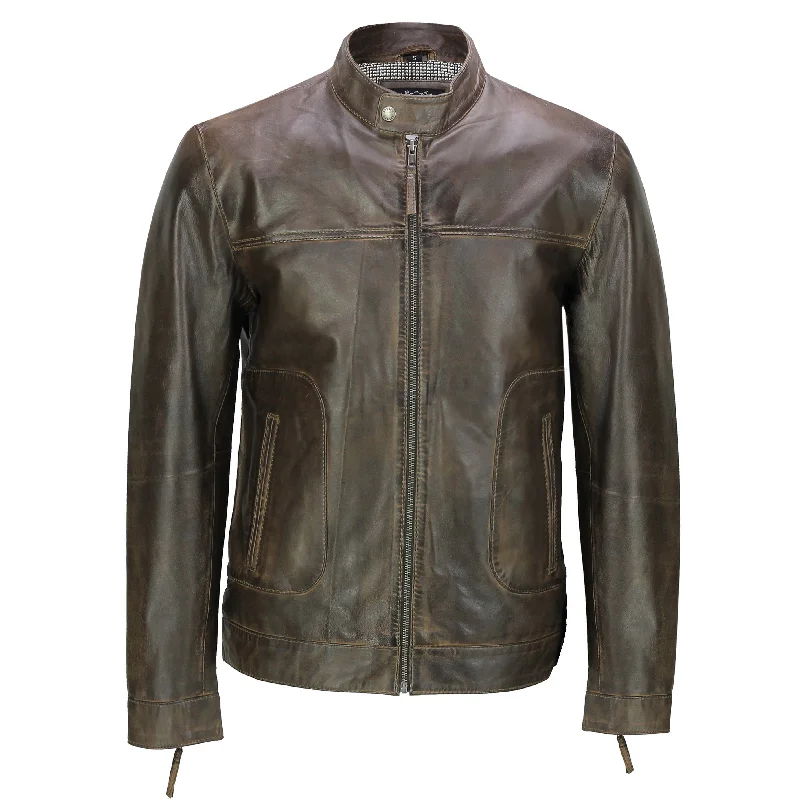 Men's Leather Brown Biker Jacket