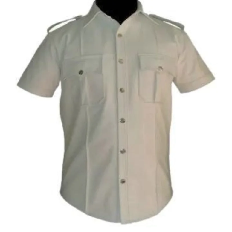 Mens Leather Short Sleeve Shirt