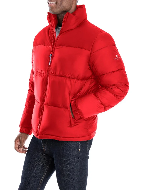 Mens Puffer Colorblock Quilted Coat