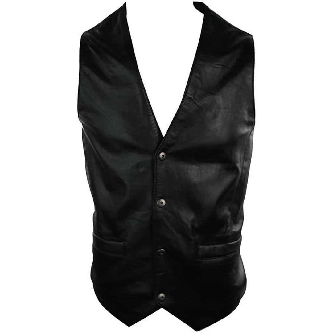 Men's Full Leather Gilet Waistcoat