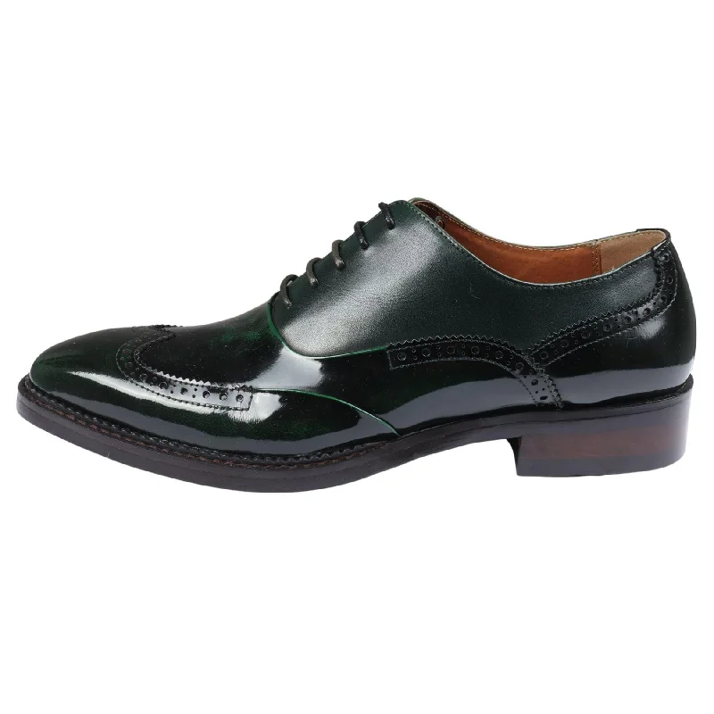 Men's Shoes Green Patent Leather Lace Up Brogue Formal Dress Shoe