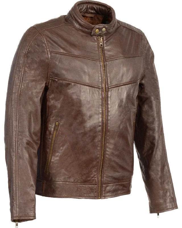 Men's Stand Up Collar Leather Jacket