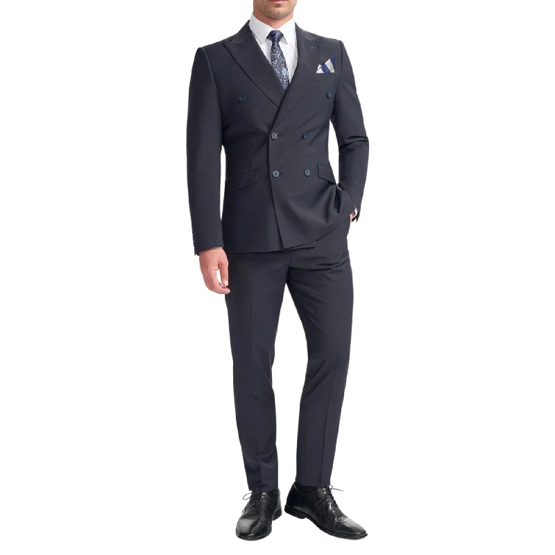 Men’s dark-colored blazers-Men's Suit Dark Navy 2 Piece Double Breasted Tailored Fit Formal Wedding Dress