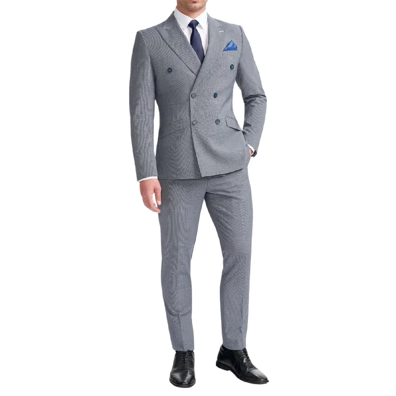 Men’s formal event blazers-Men's Suit Grey 2 Piece Double Breasted Tailored Fit Formal Wedding Dress