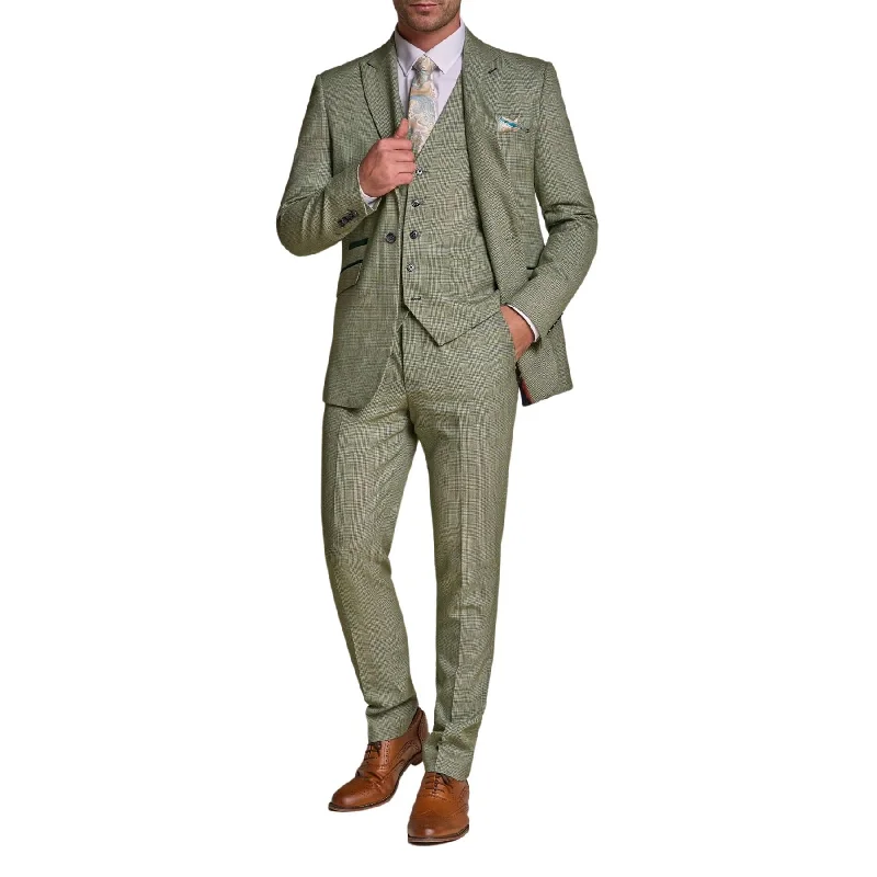 Men’s blazers for smart events-Men's Suit Sage Green 3 Piece Checked Tailored Fit Formal Dress