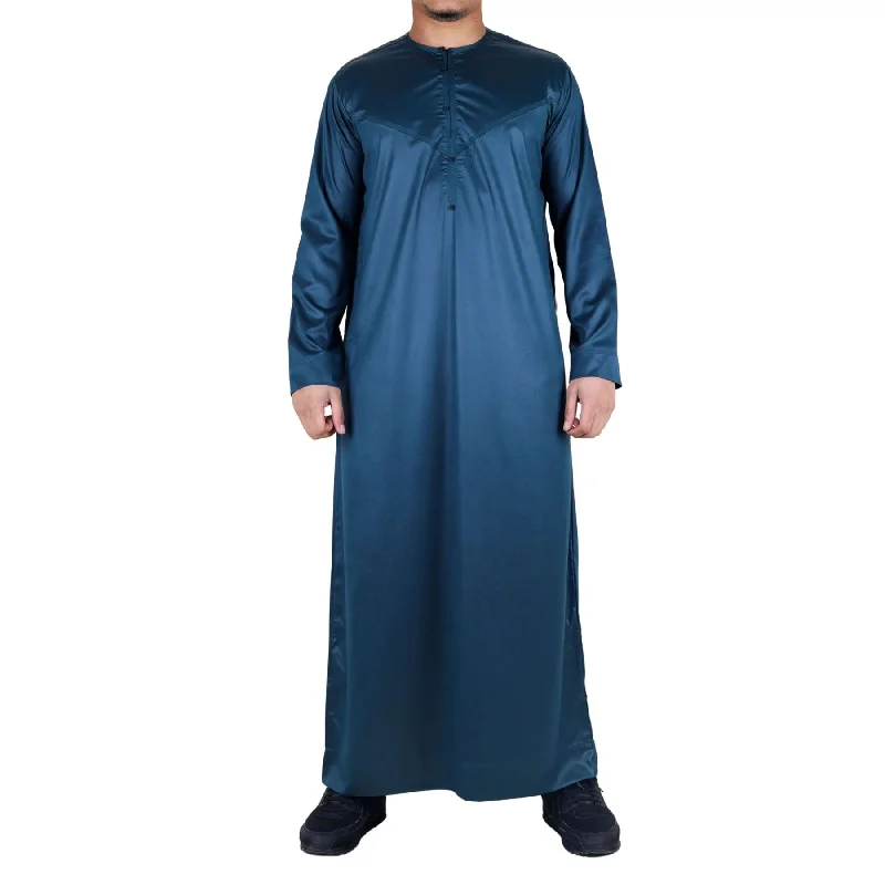 Men's Thobe Jubba Islamic Clothing Muslim Kaftan Emirati Omani Satin Robe