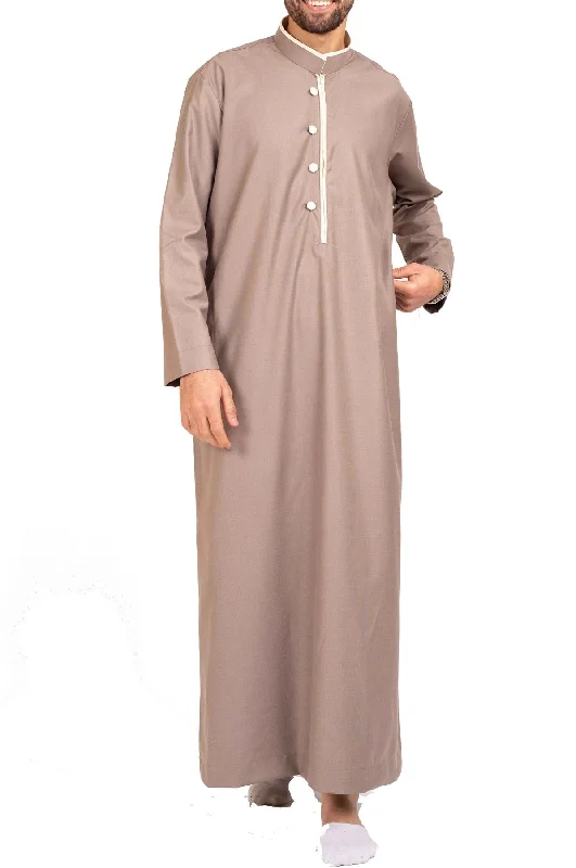 Men's Thobe Jubba Islamic Clothing Muslim Kaftan Emirati Omani Stand Collar