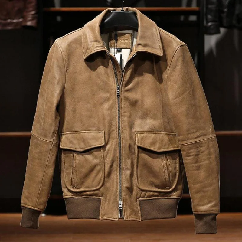 Men's Top-grain Aviator Leather Jacket