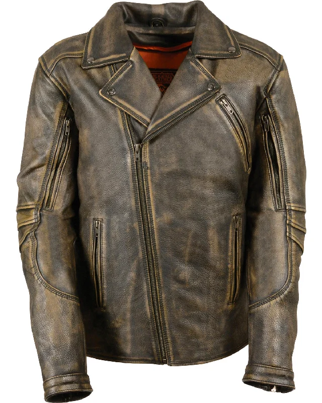 Men's Triple Stitch Extra Long Biker Jacket