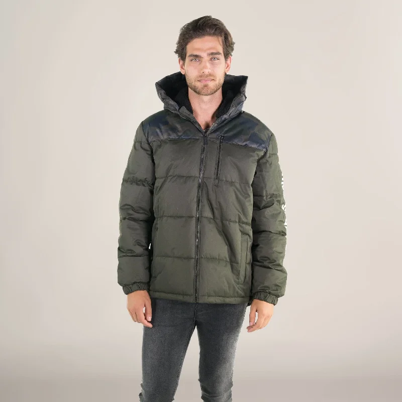 Men's Twill Block Puffer Jacket