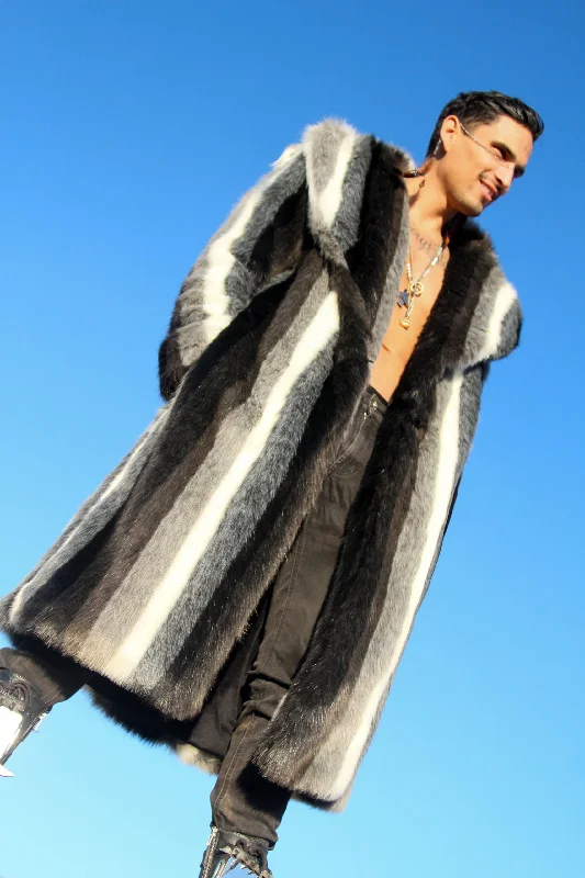 Men's Vandal Coat in "Tuxedo Stripe" Chinchilla