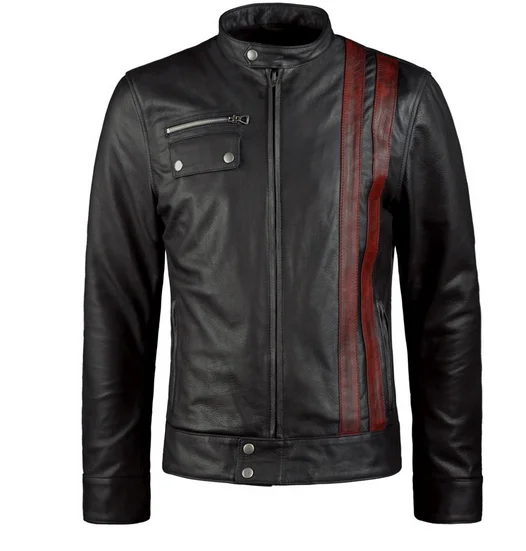 Mens Vintage Black Biker Leather Jacket