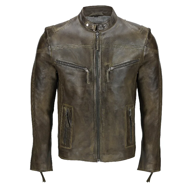 MENS VINTAGE BROWN BIKER JACKET