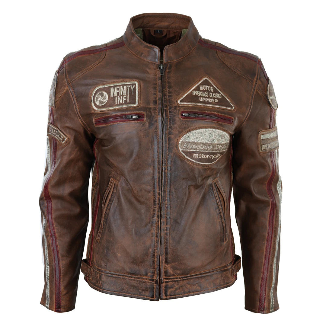 Men's Zipped Biker Leather Jacket