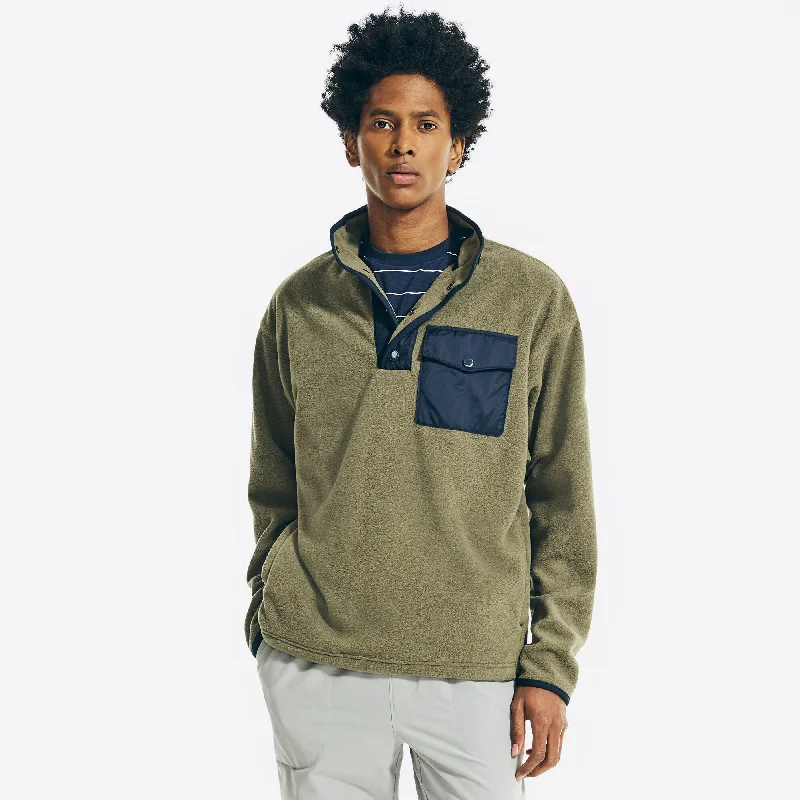 Nautica Mens Snap-Button Pocket Nautex Fleece