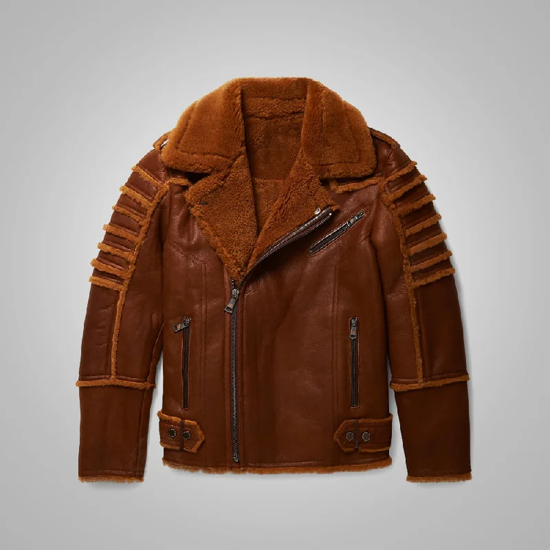 New B3 RAF Flying Sheepskin Shearling Moto Leather Jacket