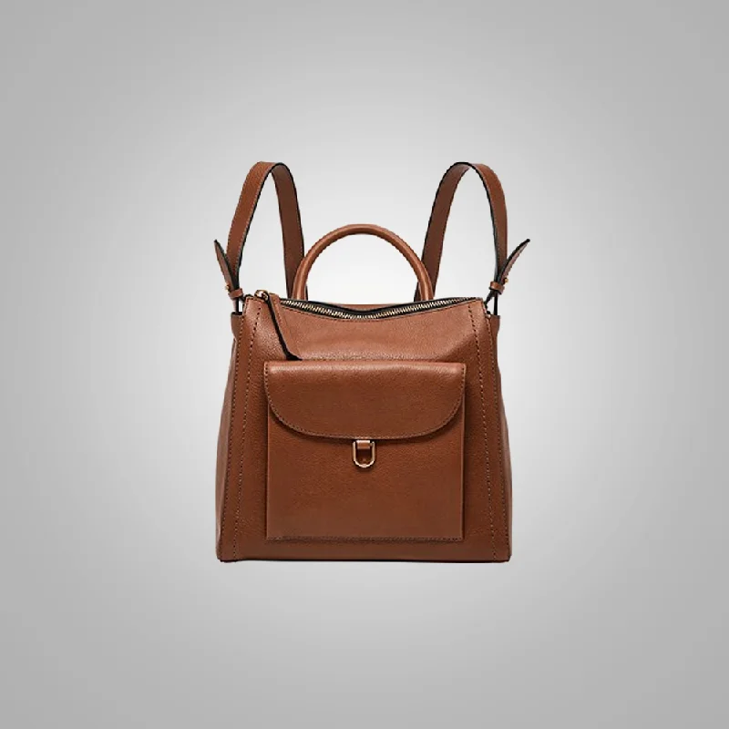 New Backpack Brown Handmade with premium leather For Women