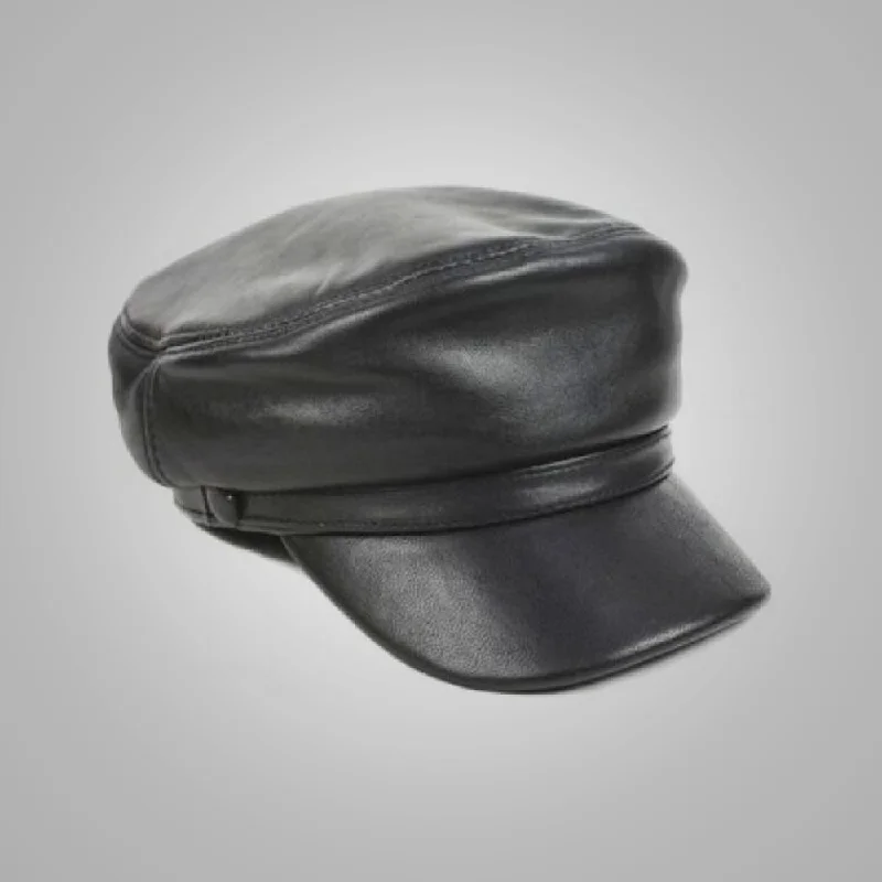 New Black Stylish Eye Catch Mens Leather Caps