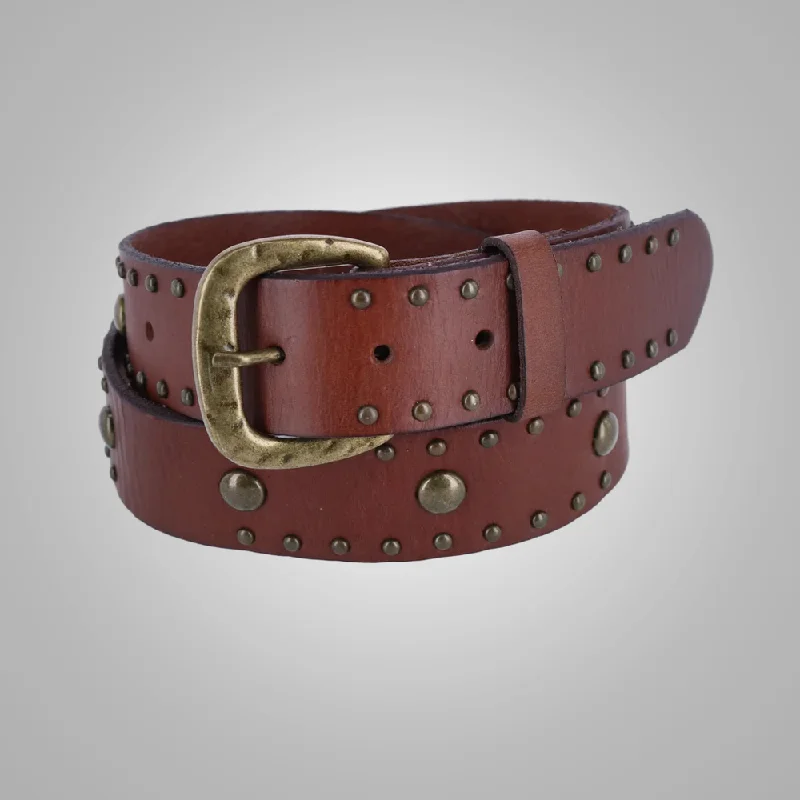 New Women's Bridle Belt with Antique Brass Studs