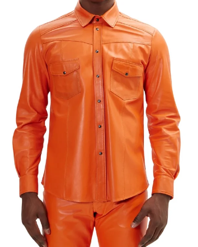 Orange Leather Shirt