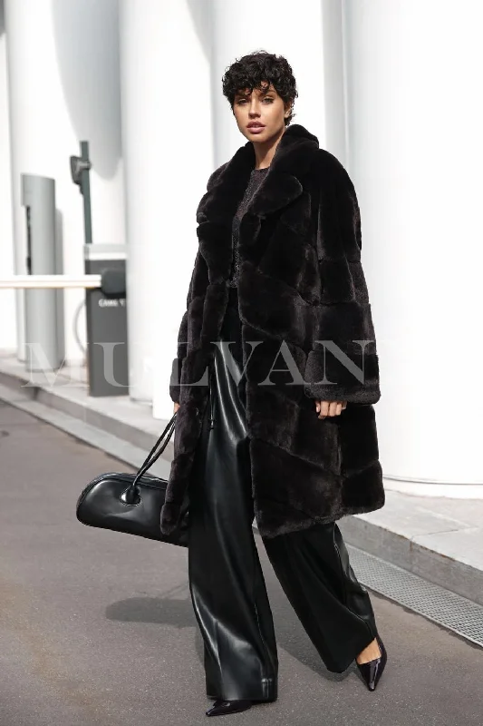 OTTAVIA Black Rex Rabbit Coat