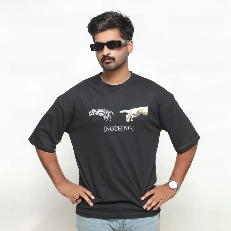 Premium Black Printed Relax Fit T-Shirt