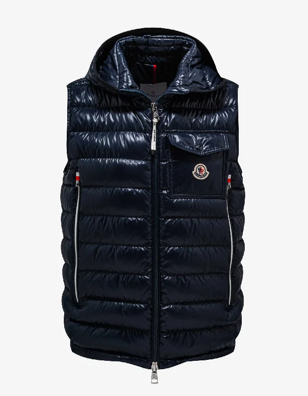 Moncler Ragot Navy Blue Nylon Down Gilet