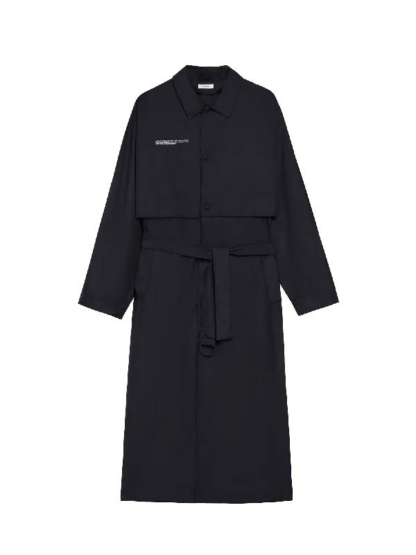 Womens Archive Recycled Nylon Trench Coat—black