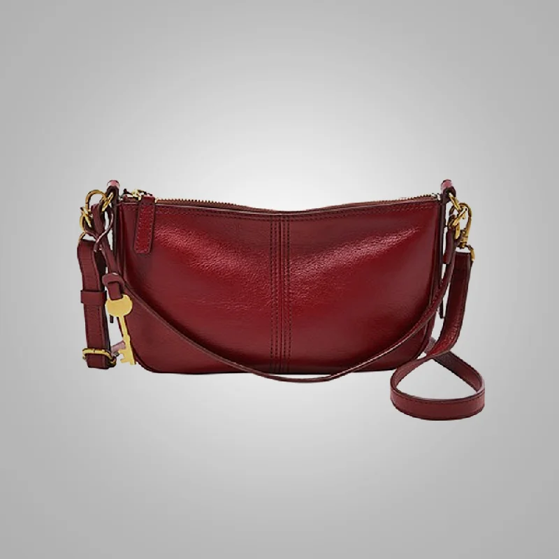 Red Embossed Python Genuine Leather Leather Bag Fur Women