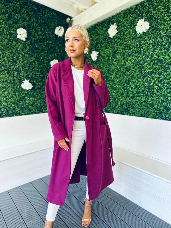 Roxanne Longline Coat Plum