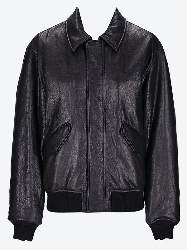 Leather bomber