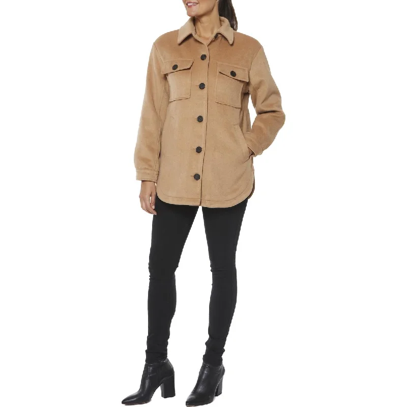 long-sleeve-women's-coats-Sanctuary Women's Wool Blend Winter Trucker Coat