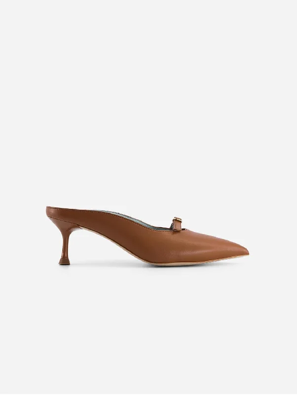 Sixte Apple Leather Vegan Heeled Mules | Brown