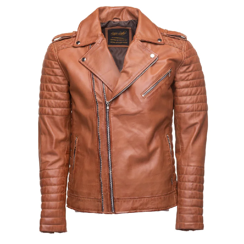 Tan Quilted Biker leather jacket