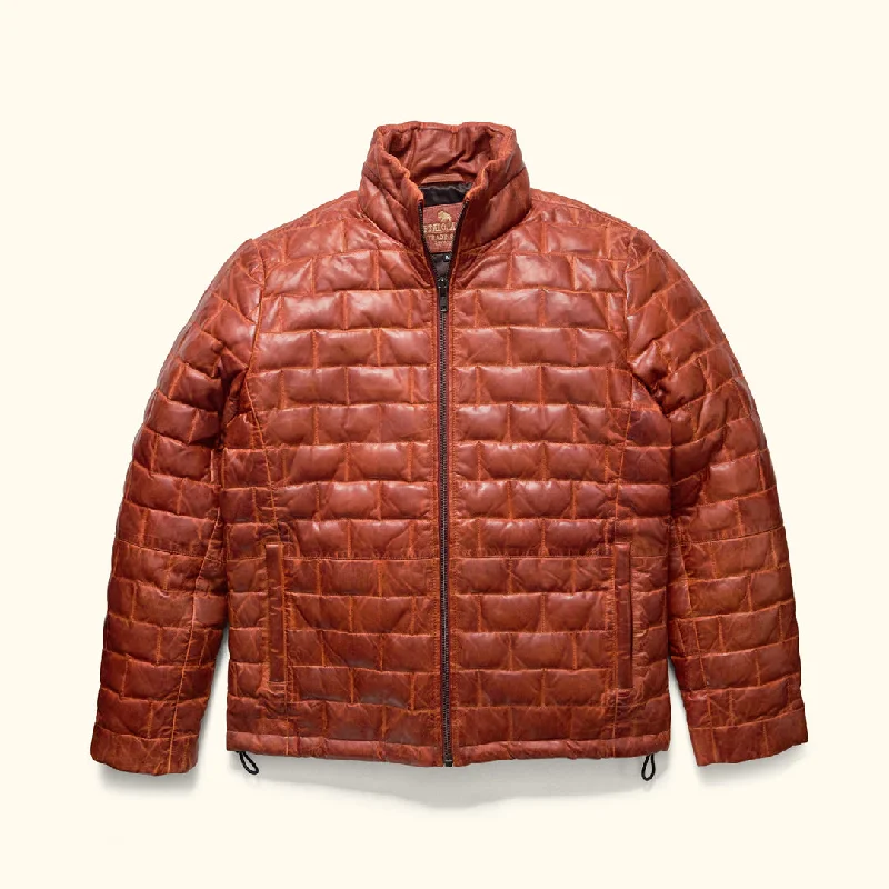 Teton Leather Light Down Jacket | Whiskey Brown