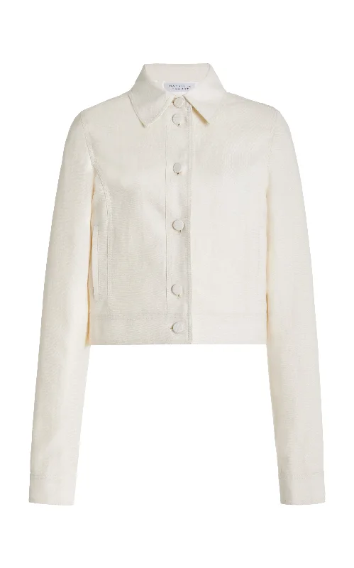 women's-coats-with-ribbed-knit-Thereza Jacket in Ivory Linen Virgin Wool