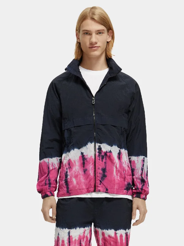 Tie-dyed hooded zip-thru jacket