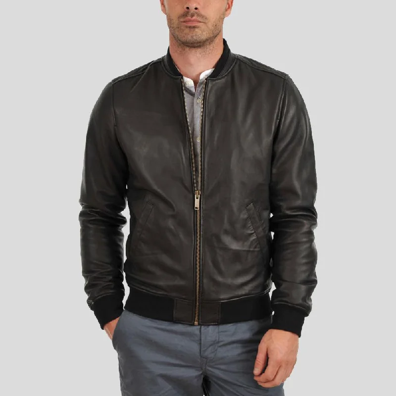 Tom Black Bomber Leather Jacket